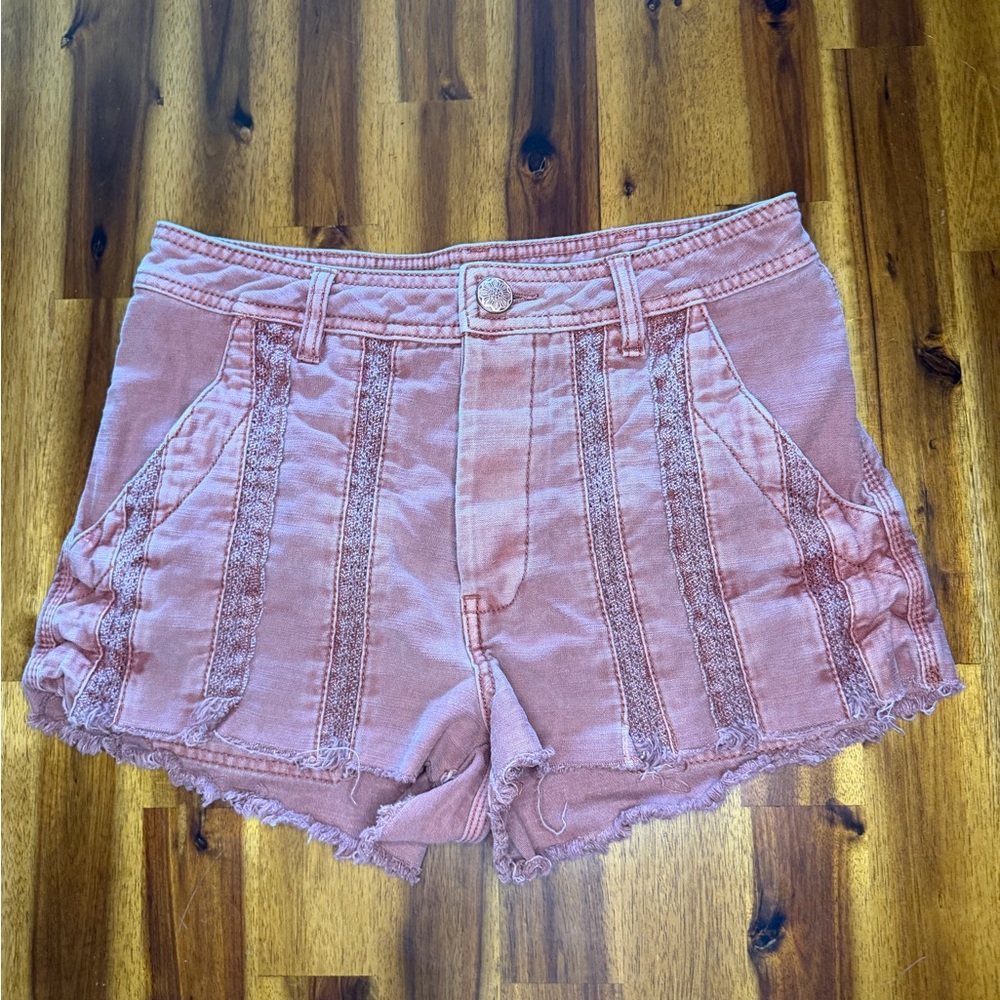 Free People Mauve Pink Lace Trim Shorts